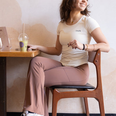 Selena - Legging évasé avec poches - Marron