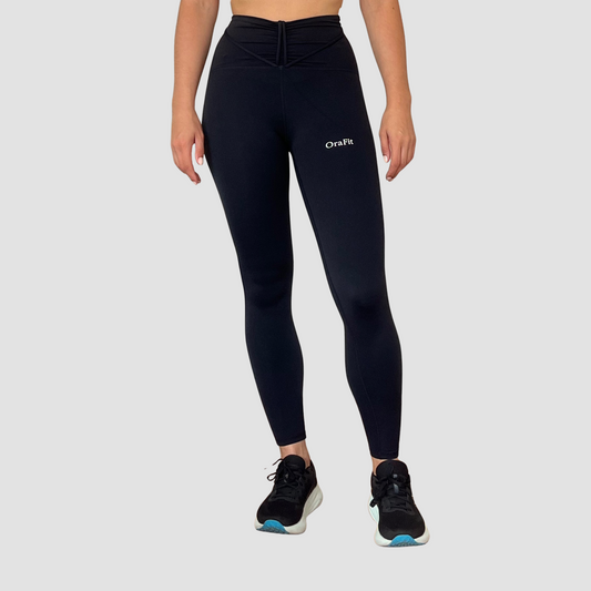 Legging noir avec ceinture originale et galbante
