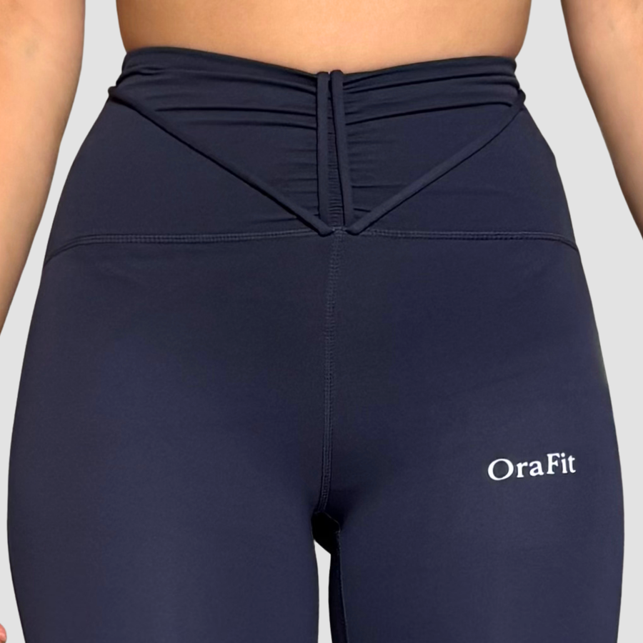 Berverly – legging ceinture 3D OraFit, coloris bleu marine vue de face