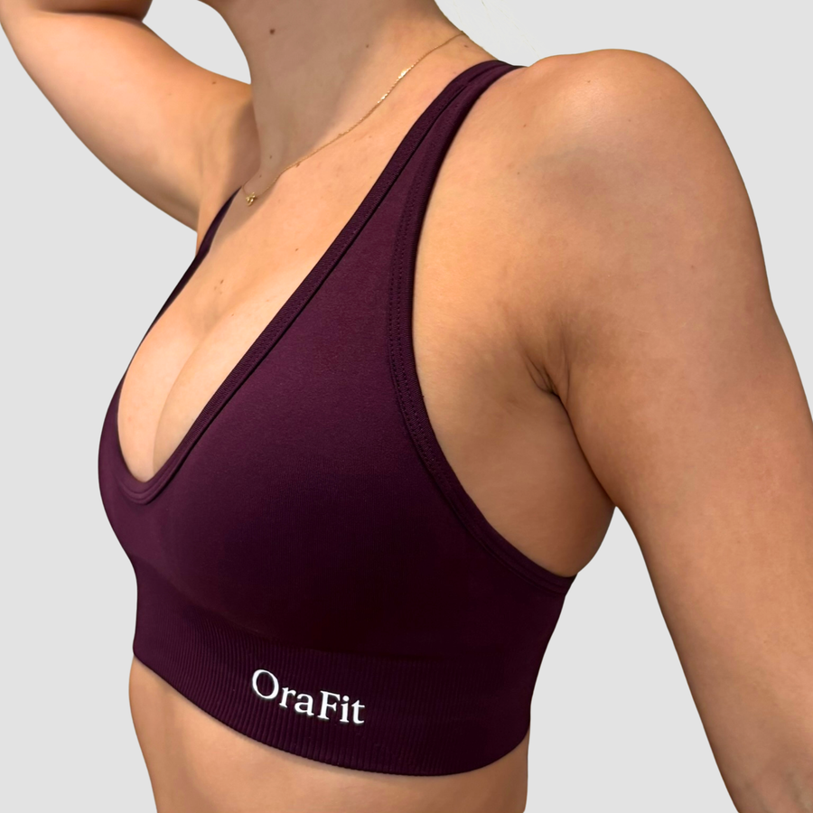 Ensemble Maéva coloris prune – vue de profil brassière