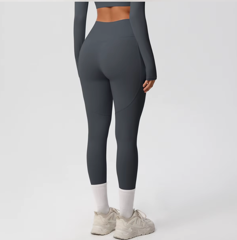 Legging Leïla gris – poche latérale discrète et coupe sculptante - vue de dos