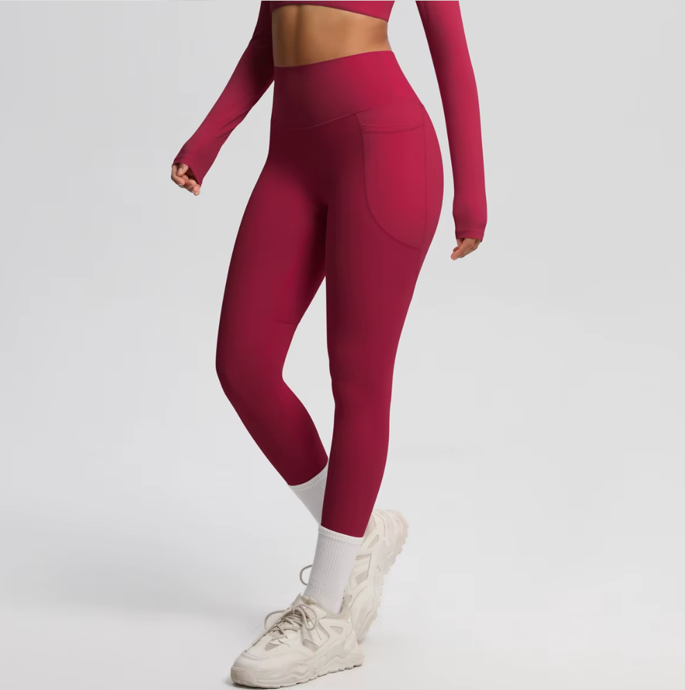 Legging Leïla rouge – poche latérale discrète et coupe sculptante