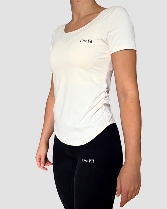 Caroline – T-shirt respirant OraFit, coloris blanc vue de face