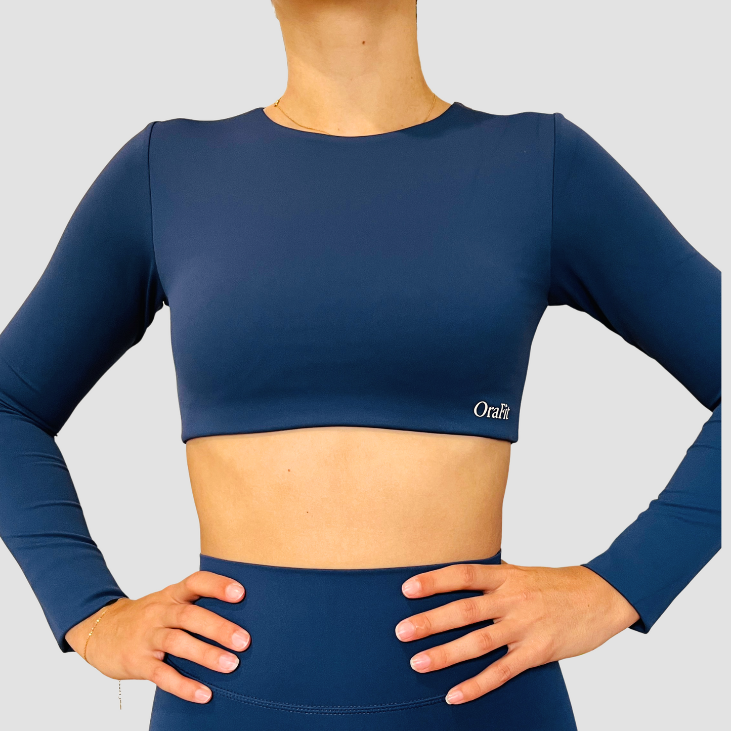 Crop Top brassière intégrée Pauline bleu marine