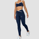 Tina – ensemble legging brassière contrasté OraFit, coloris bleu marine vue de face