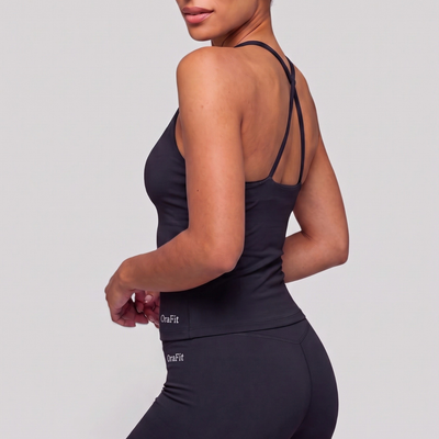 Héloïse – Débardeur froncé brassière intégrée push-up - Noir