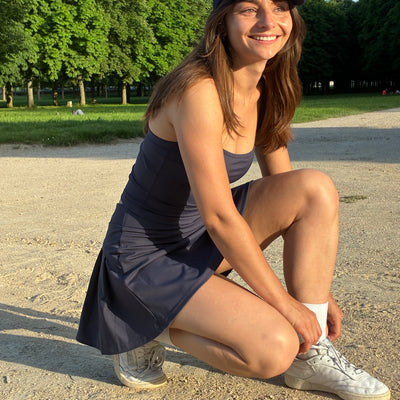 Serena – Jupe-short plissée avec poche - Marine