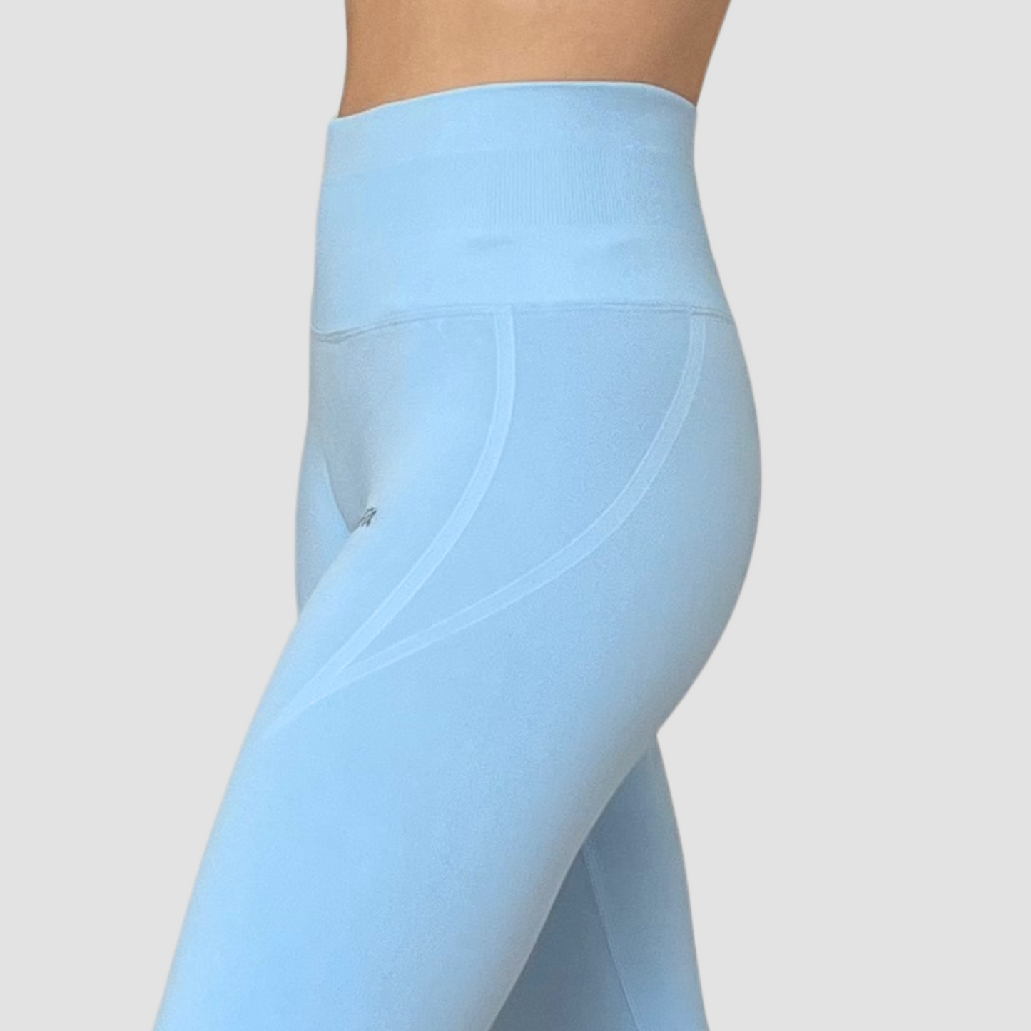 Détail du legging bleu ciel