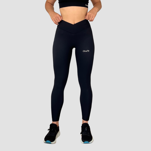 Legging Lila fin noir ceinture croisée