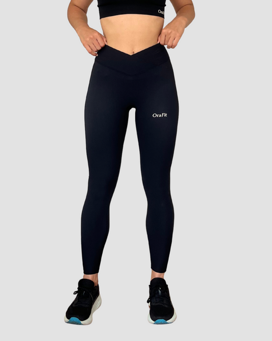 Legging Lila fin noir ceinture croisée