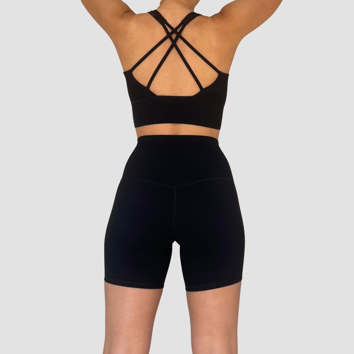 Ensemble short brassiere dos croise noir