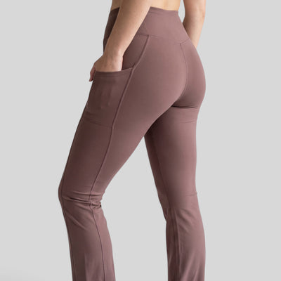 Selena - Legging évasé avec poches - Marron