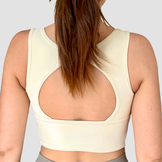 Brassière blanc cassé push up et dos ouvert vue de dos