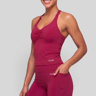 Jade – Short taille haute avec poches - Framboise