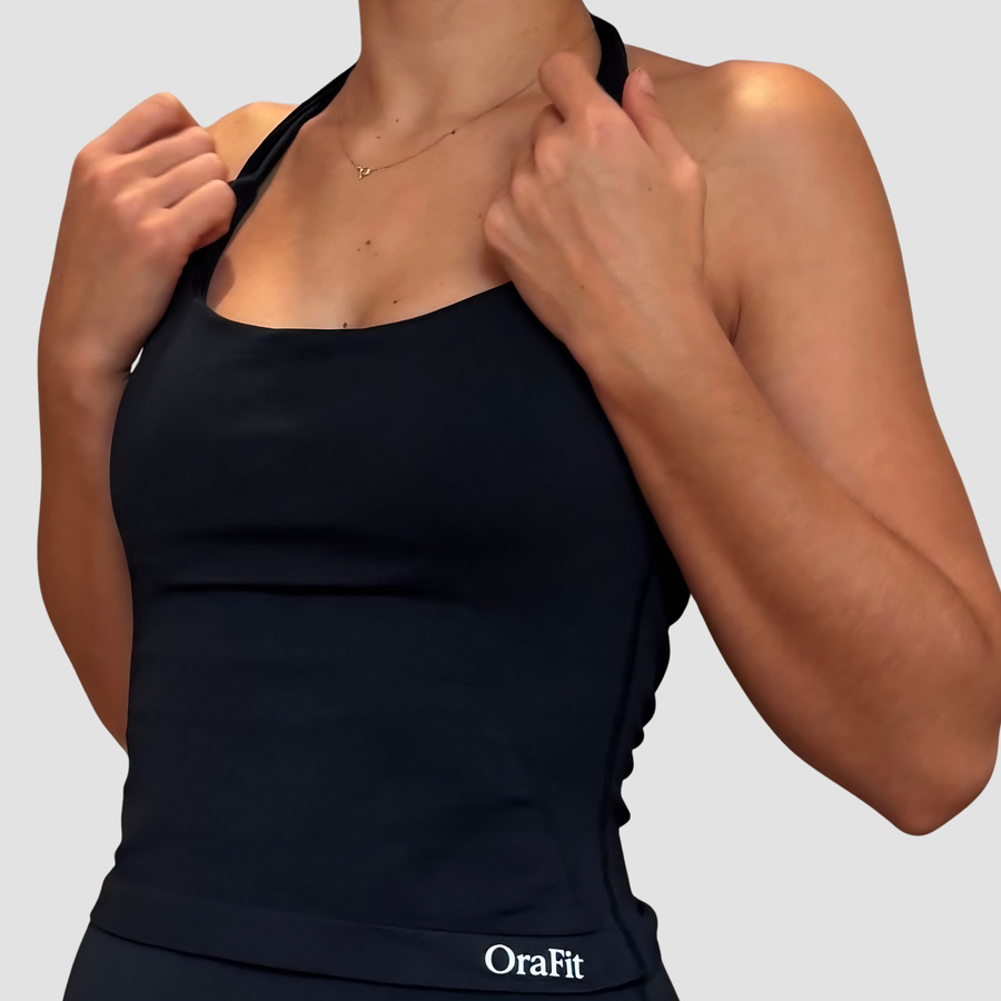 Estelle – débardeur brassière intégrée dos nu OraFit, détail dos nu