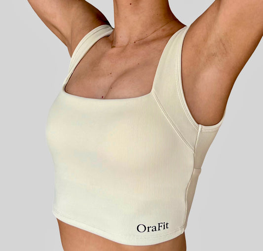 Brassière Pénéloppe vu de face - blanc cassé