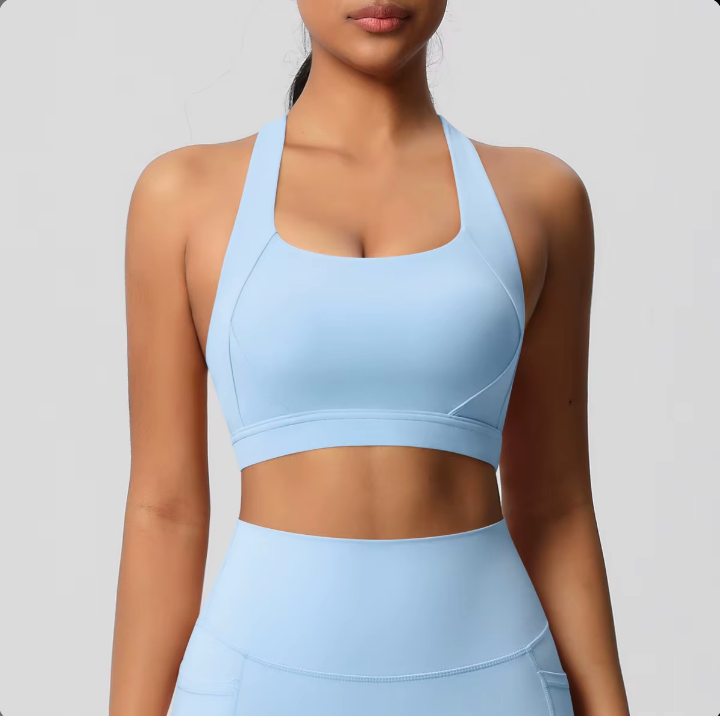Brassière Camélia maintien fort bleu clair - vu de face
