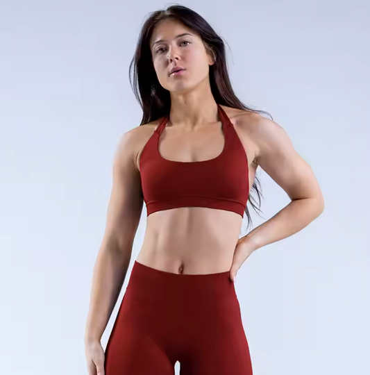 Brassière Mia rouge – tenue sport dos-nu avec maintien moyen