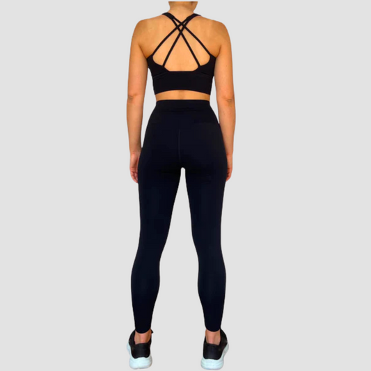 Ensemble legging brassiere dos croise noir