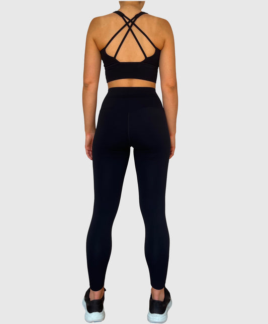 Ensemble Rebecca brassière dos croisé et legging noir vue de dos