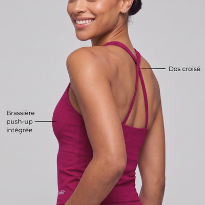 Héloïse – Débardeur froncé brassière intégrée push-up - Framboise