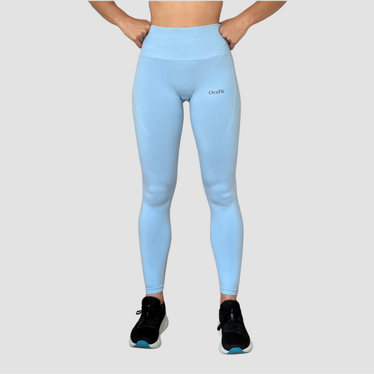 Legging bleu ciel avec détail sur les cotés