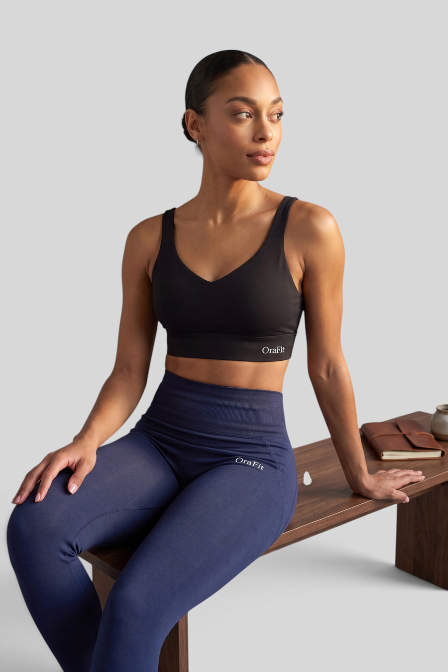 Léa - Legging taille haute à détails sur les côtés - marine
