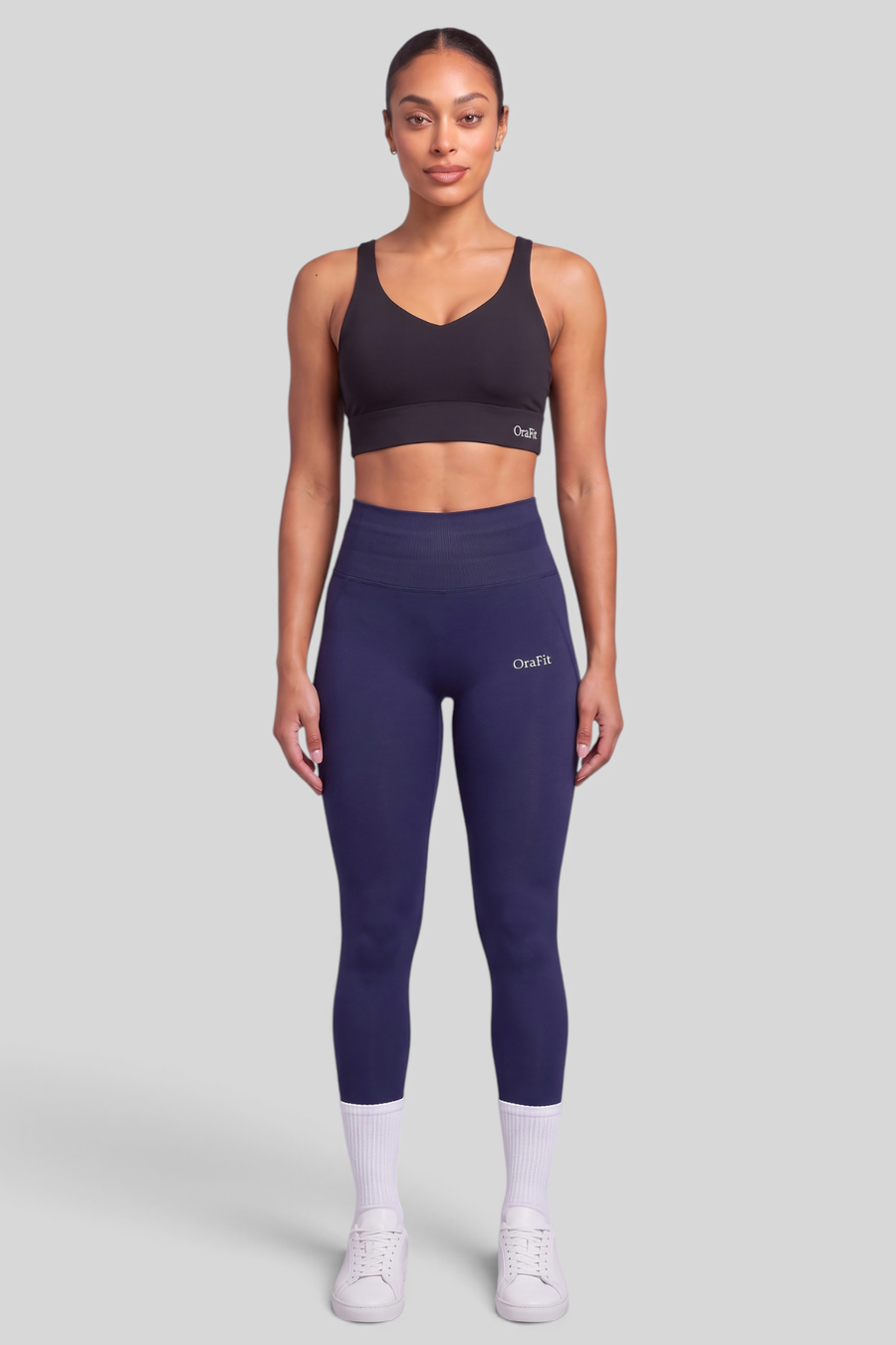 Léa - Legging taille haute à détails sur les côtés - marine