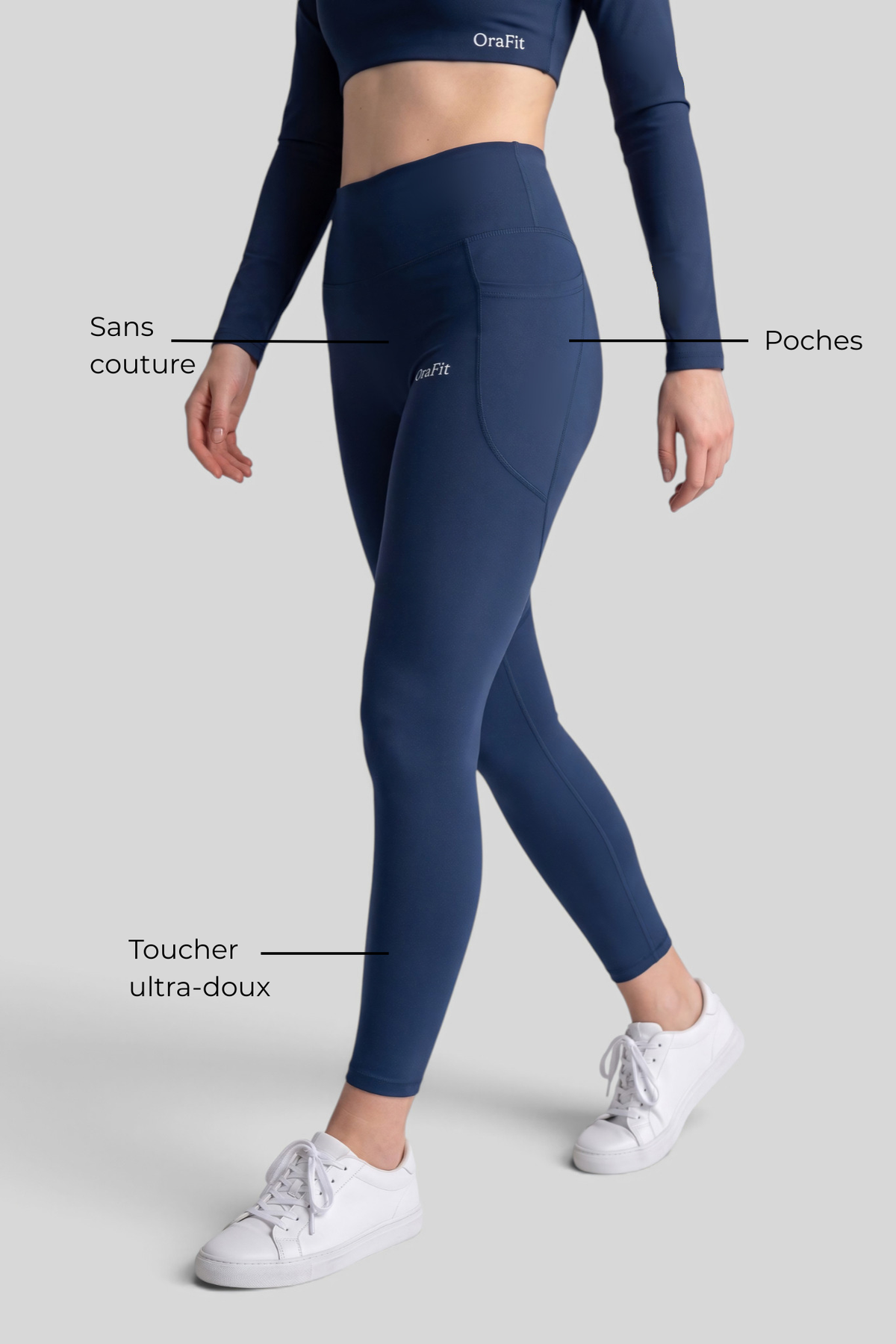 Leïla - Legging seconde peau avec poches - Bleu foncé