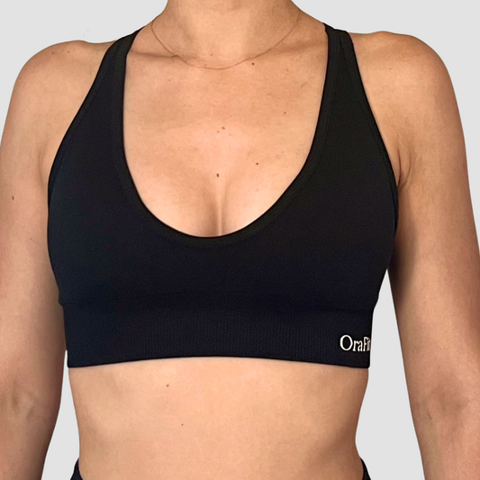 Brassière dos croisé, légèrement push-up noir vue de face