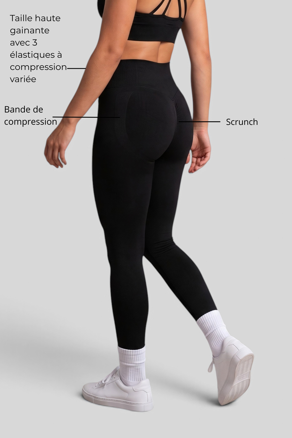 Maéva - Legging gainant à scrunch - Noir