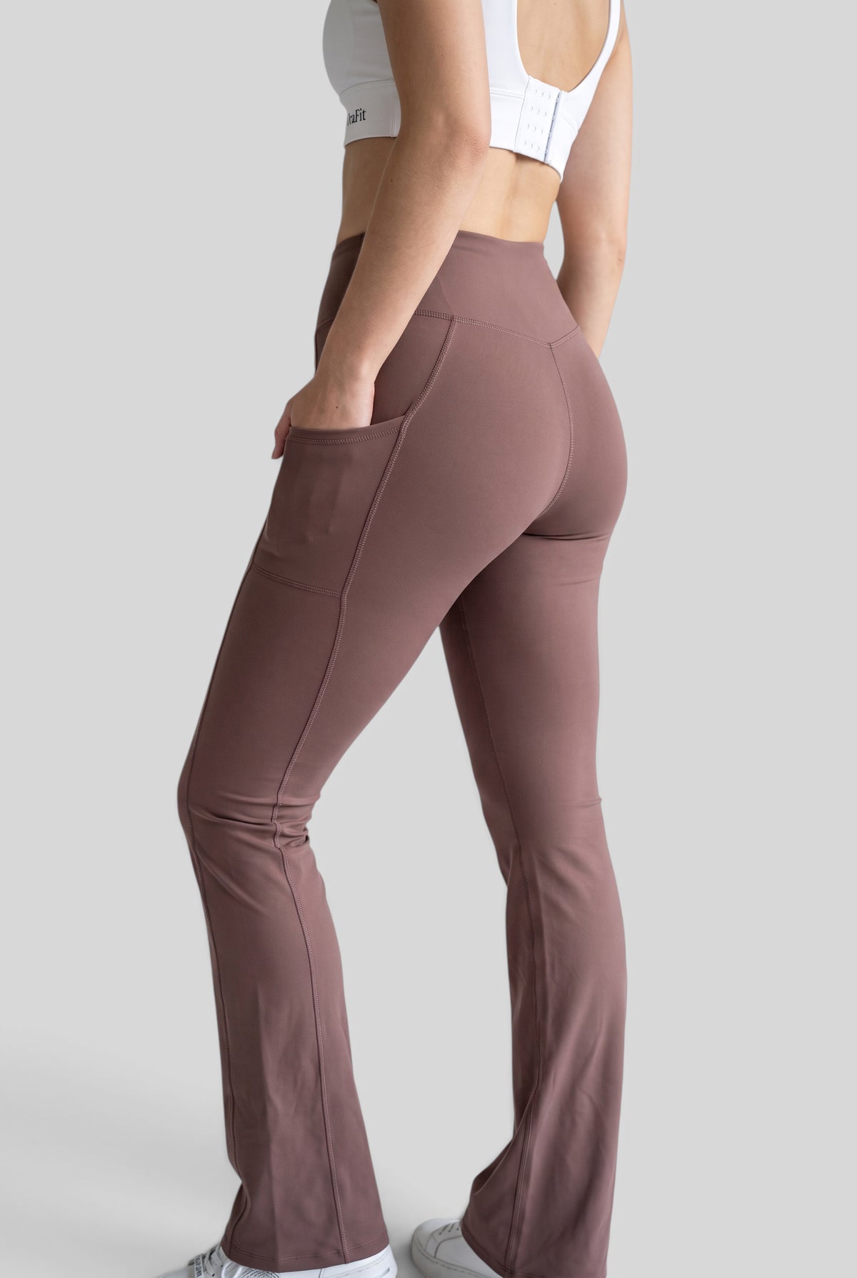 Selena - Legging évasé avec poches - Marron