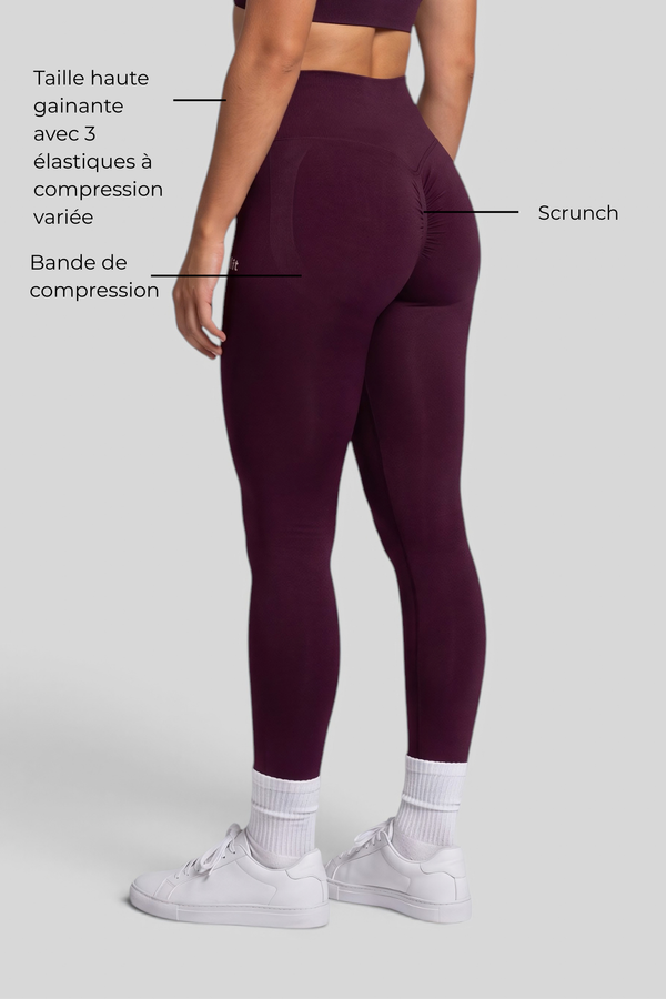 Maéva - Legging gainant à scrunch - Prune