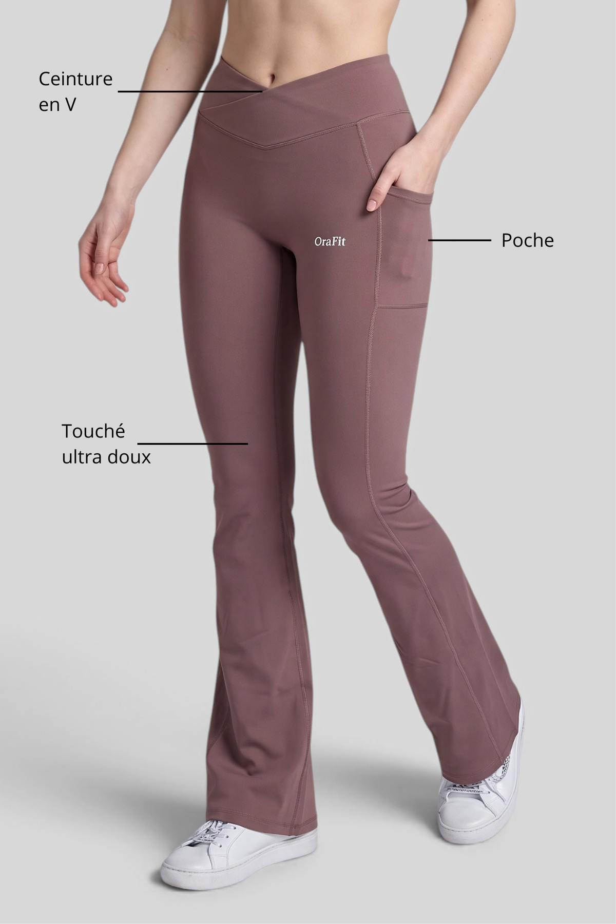 Selena - Legging évasé avec poches - Marron