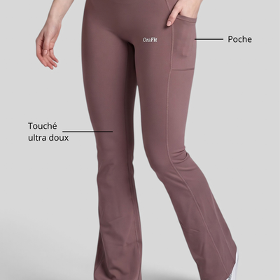 Selena - Legging évasé avec poches - Marron
