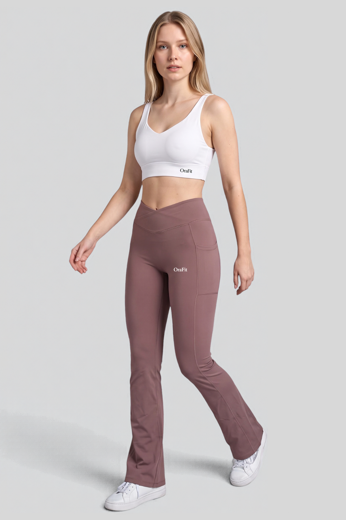 Selena - Legging évasé avec poches - Marron