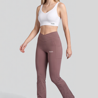 Selena - Legging évasé avec poches - Marron