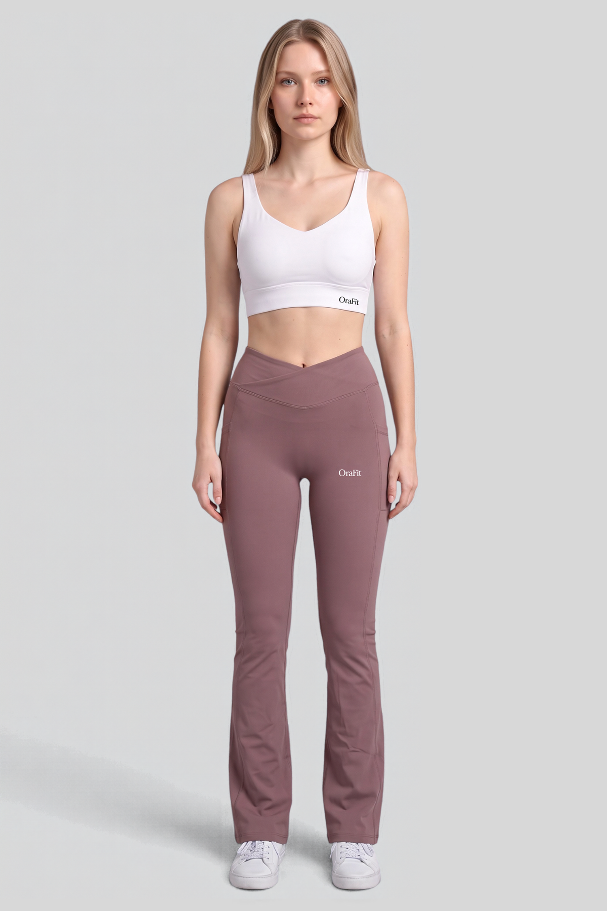 Selena - Legging évasé avec poches - Marron