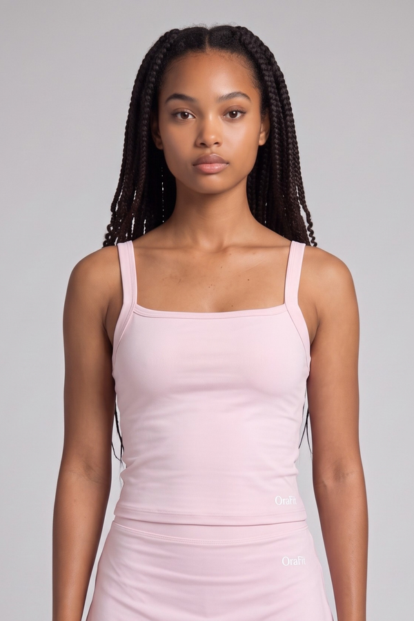 Serena – Débardeur décolleté carré - Rose poudré