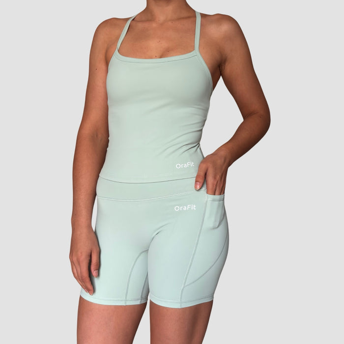 Jade – Short taille haute avec poches - Vert menthe