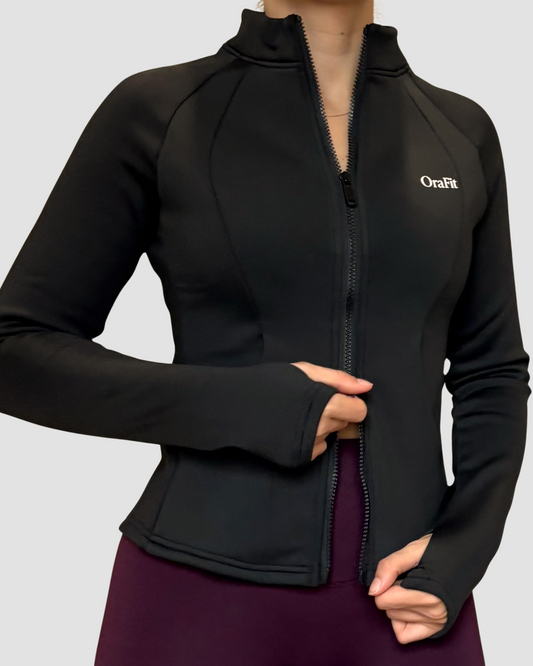 Sierra – veste chaude cintrée OraFit, coloris noir vue de face