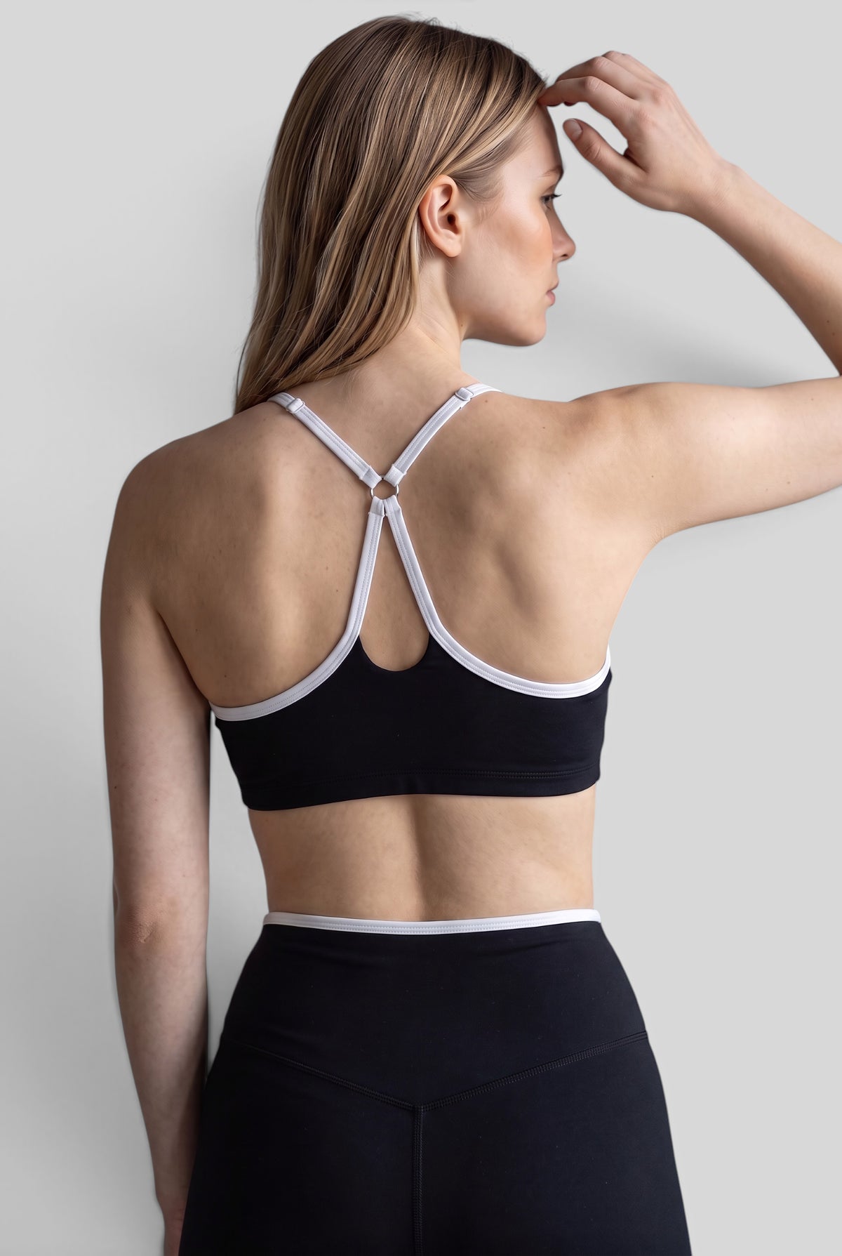 Stella - Ensemble short brassière contrasté - Noir