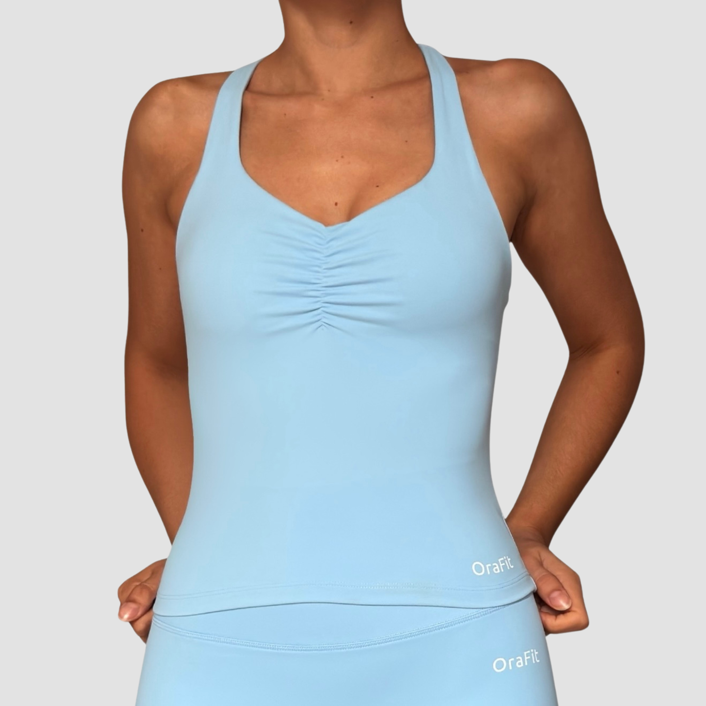 Héloïse – débardeur froncé brassière intégrée push-up OraFit, détail fronces