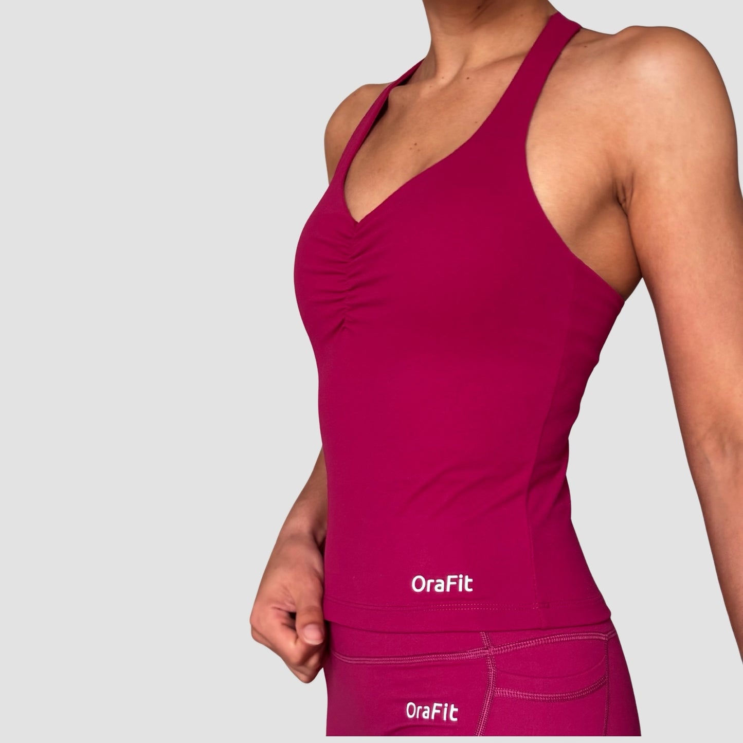 Héloïse – débardeur froncé brassière intégrée push-up OraFit, détail tissu