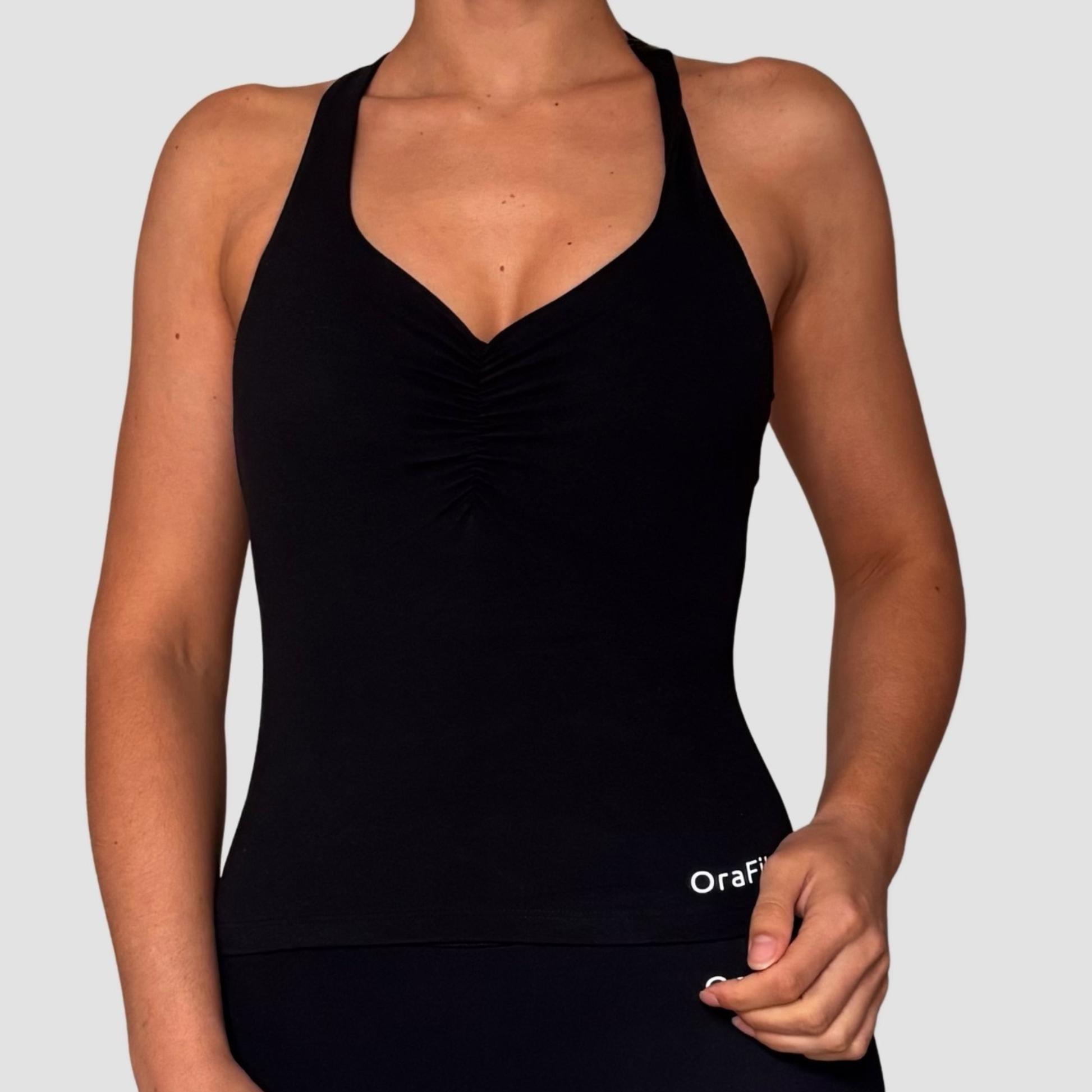 Héloïse – débardeur froncé brassière intégrée push-up OraFit, vue portée