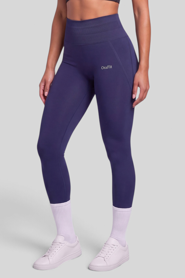 Léa - Legging taille haute à détails sur les côtés - marine
