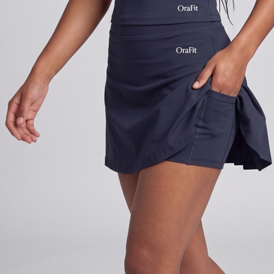 Serena – Jupe-short plissée avec poche - Marine