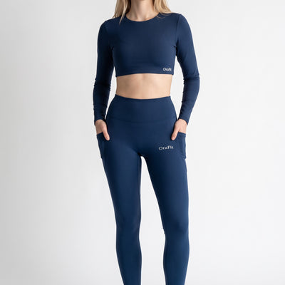 Leïla - Legging seconde peau avec poches - Bleu foncé