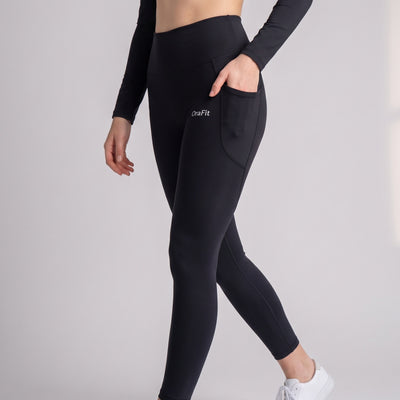 Leïla - Legging seconde peau avec poches - Noir